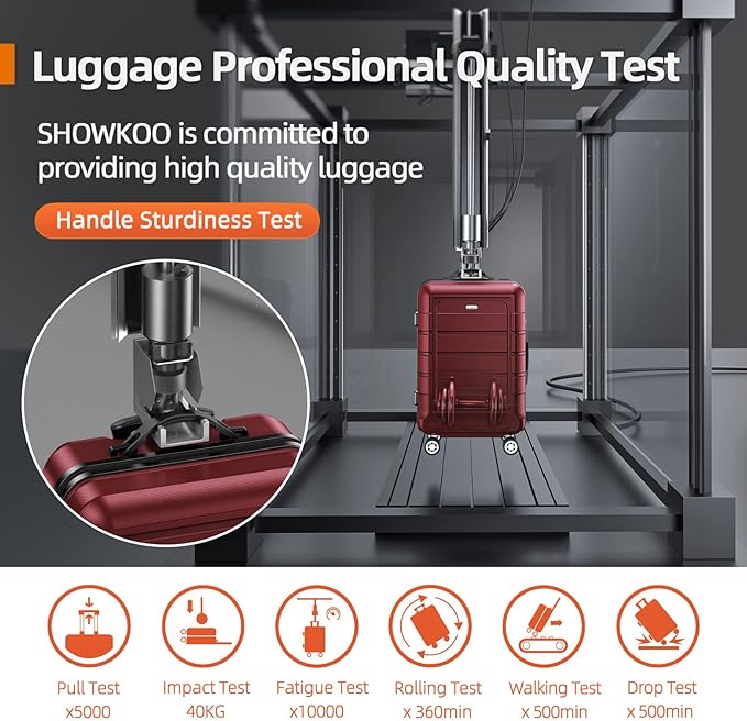 SHOWKOO Luggage Sets Expandable PC+ABS Durable Suitcase Double Wheels TSA Lock 5pcs Wine Red