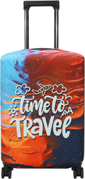 Explore Land Luggage Cover Suitcase Protector Fits 23-26 Inch Case (Time to Travel, M)
