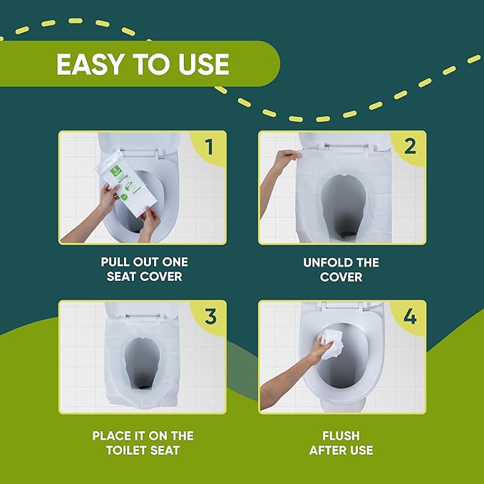 Disposable Toilet Seat Covers Pack of 100 XLarge Flushable Paper Travel Toilet Seat Covers for Adults and Potty Training, Premium Toilet Seat Liners for Public Restrooms