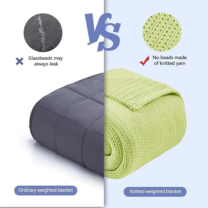 L'AGRATY Knitted Weighted Blanket - 50x60, 10lbs Cooling Chunky Knit Heavy Blanket for Adults, Braided Crochet Throw, Thick Cable Yarn, Machine Washable