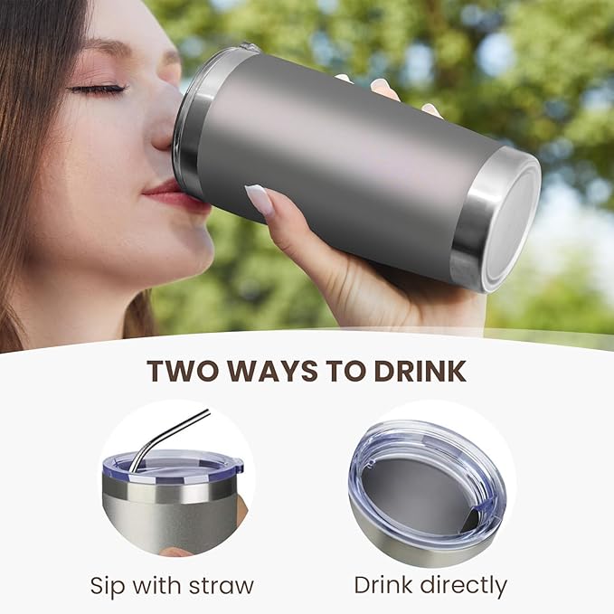 MEWAY 20oz Tumbler 8 Pack Double Wall Vacuum Insulated Travel Mug Bulk, Stainless Steel Tumblers with Lid and Straw, Durable Powder Coated Coffee Cups for Cold & Hot Drinks (Cold Gray, 8)