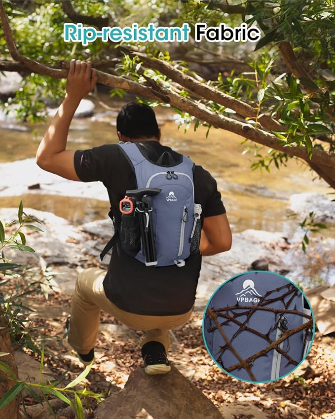 Small Hiking Backpack with Front Phone Holder, Packable Back pack with Chest and Waist Strap, Lightweight Daypack for Women Men