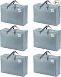 VENO 6 Pack Heavy Duty Moving Bags, Storage Bags, Packing Supplies, Top Zipper, Storage Totes for Camping, Clothes, Bedding, Comforters, Pillows (27 Gallon Light Blue, 6 Pack)