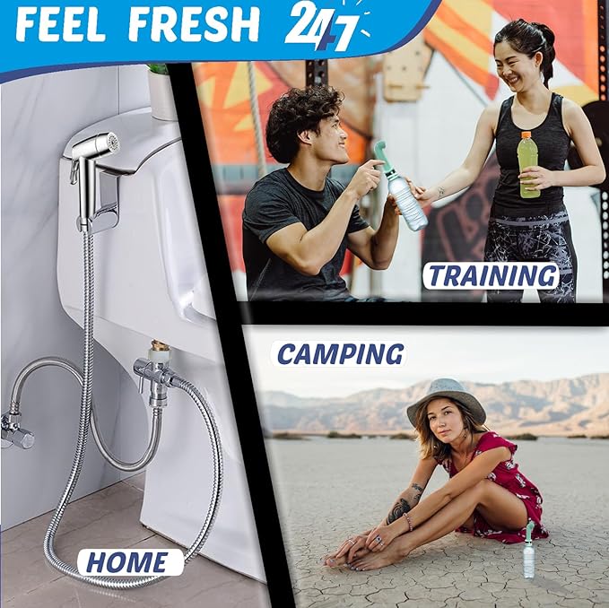 Handheld Bidet Sprayer for Toilet - Triple Mode Spray: Cloth Diaper Washer, Jet Spray & Gentle Stream | Premium Adjustable Hose Sprayer Attachment for Muslim Shower Shattaf | Portable Bidet Included