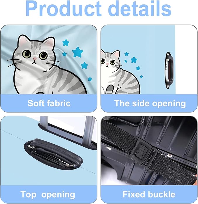 Luggage Cover Washable Suitcase Protector Anti-scratch Suitcase cover Fits 20-34 Inch Luggage (Cat, M(24-26inch suitcase))