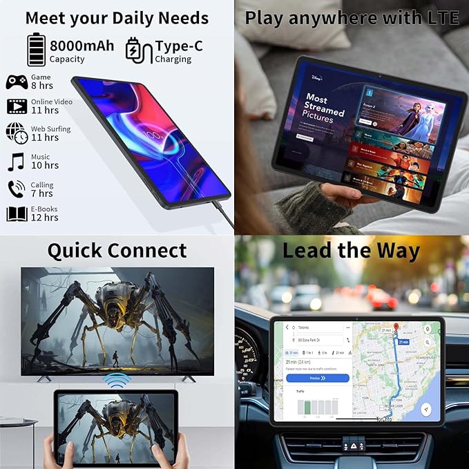 12 Inch Tablet Android 15 Tablets, 2025 Upgraded Android Tablet with Keyboard, 24GB RAM+256GB ROM(1TB Expand), Octa-Core, 2K 2000x1200 Display, 16MP Dual Camera, 8000mAh, 2.4G/5G WiFi, GPS (Black)