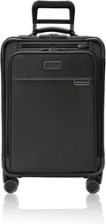 Briggs & Riley Essential 22" Carry On Expandable Spinner - Luggage for Travel, Suitcases with Wheels, Softside Rolling Bag for Men & Women, Self-Repairing Zipper - Baseline Collection, Black