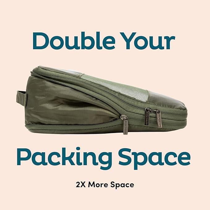 6-Pack Compression Packing Cubes Travel Essentials - Lightweight, Water-Resistant Luggage Organizer Bags with Handles, Durable Travel Accessories Suitcase Organizer (Inkblue)