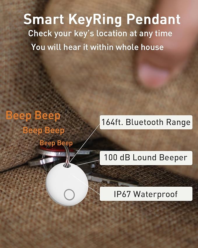 Air Tracker Tags [Apple MFi Certified] (iOS Only), Smart Bluetooth Tracker, Compatible with Apple Find My, Item Locator for Keys, Luggage, Wallet, Suitcase, Bags, IP67 Waterproof