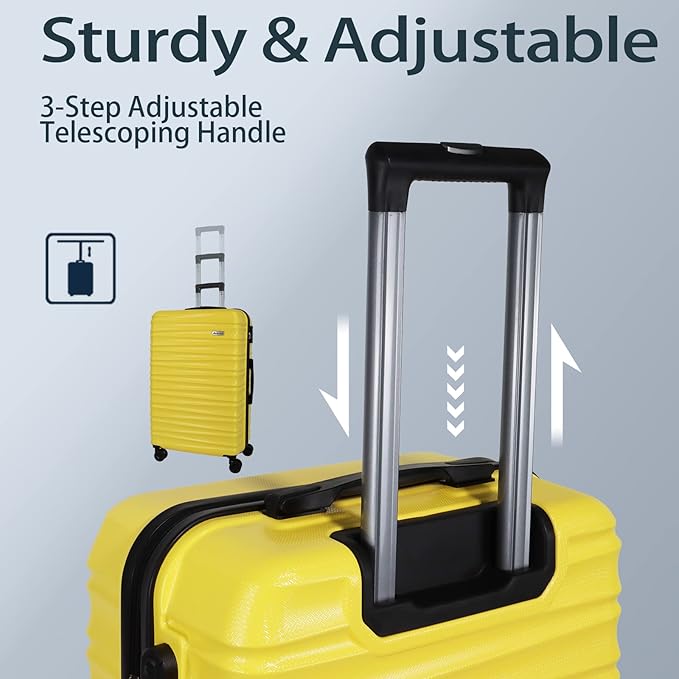 Luggage Sets 3 Piece (20/24/28 inch)-Carry On Suitcase-Suitcase With Wheels-PC+ABS - Hardside Spinner Travel Luggage (Yellow, 3 Pcs Set)