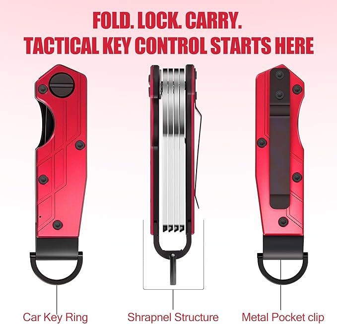 Key Organizer for Men Compact Key Holder Minimalist Key Case Metal Key Chain Key Holder for Keychain Secures 2-5 Keys