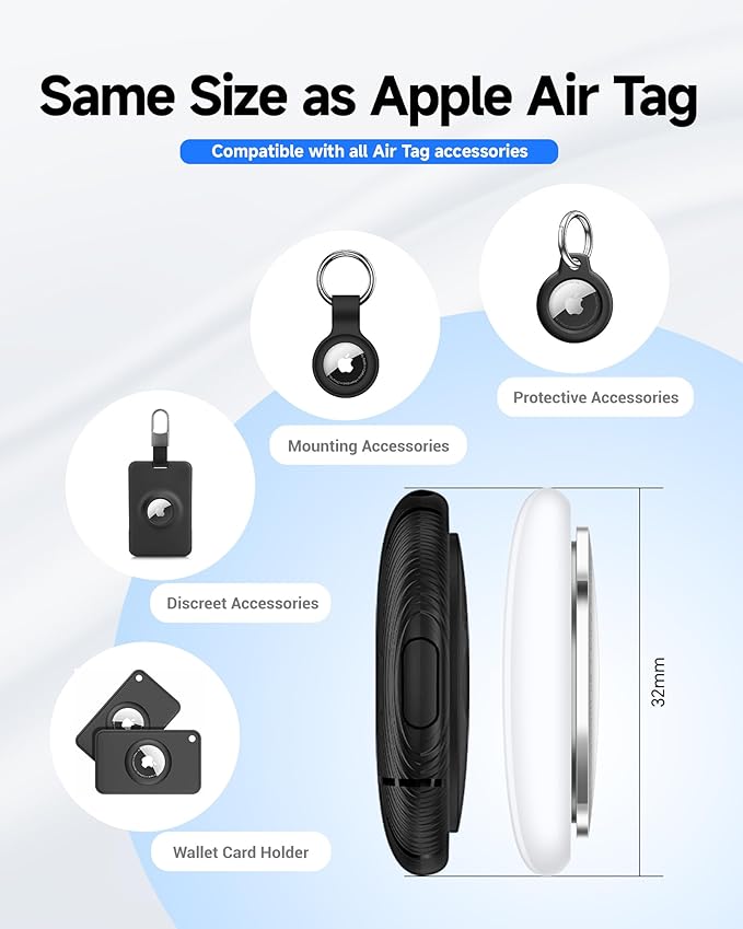LiTag Duo - Dual System Tracker for iOS or Android, Bluetooth Tracking Tag/Key Finder/Luggage Tracker/Item Locator, Compatible with iOS Find My or Google Find Hub App (4 Packs)