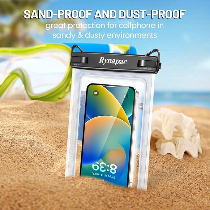 Waterproof Phone Pouch - 8.5in Waterproof Phone Case with Lanyard, IPX8 Cell Phone Dry Bag Beach Essentials for iPhone 16 15 14 Pro Max, Galaxy S25 S24 Ultra, 2 Pack