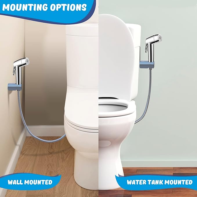 Handheld Bidet Sprayer for Toilet - Triple Mode Spray: Cloth Diaper Washer, Jet Spray & Gentle Stream | Premium Adjustable Hose Sprayer Attachment for Muslim Shower Shattaf | Portable Bidet Included