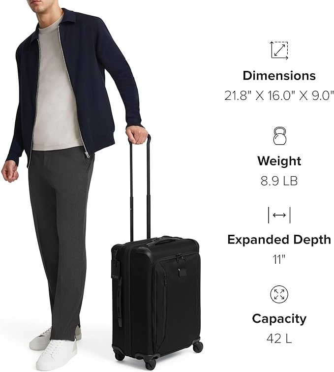 TUMI - Aerotour 4 Wheel Expandable Luggage - Men's and Women's Lightweight Business and Leisure Travel Suitcase - 21.75" Continental Expandable Carry-On, Navy