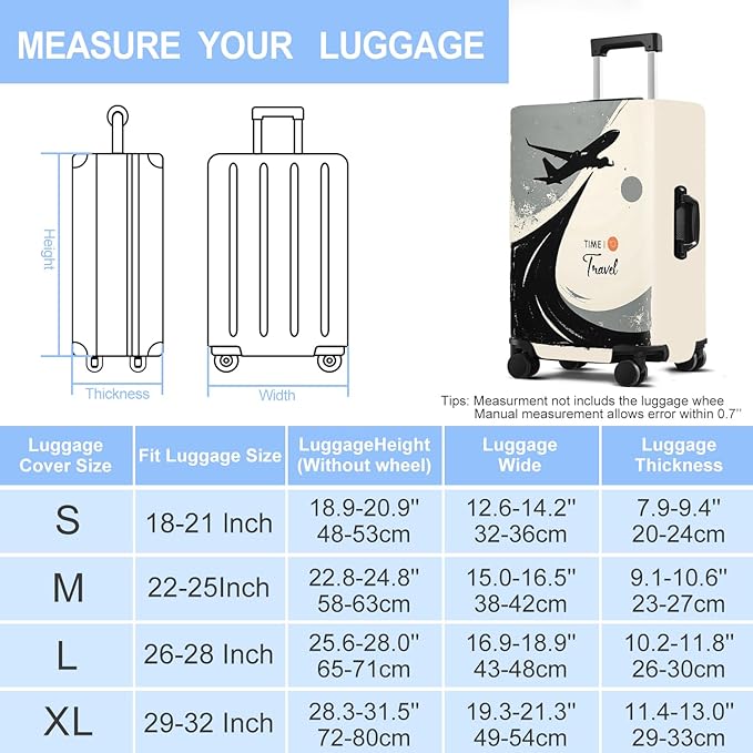 Travel Luggage Cover Washable Suitcase Protector Anti-Scratch,Stretchable Fit for 20-34Inch Luggage Durable Travel Bag Cover with Zipper Closure (S(20-22inch suitcase))