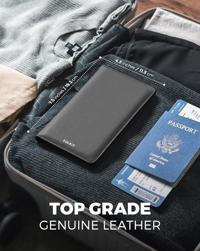 VULKIT Passport Holder Wallet RFID Blocking Travel Wallet for Men & Women