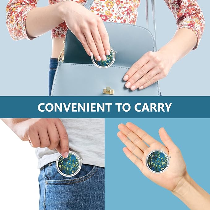 Pill Box 3 Compartment Small Pill Case,Portable for Pocket or Purse Pill Organizer Pill Container Holder to Hold Vitamins, Medication, Fish Oil and Supplements(Almond Blossom)