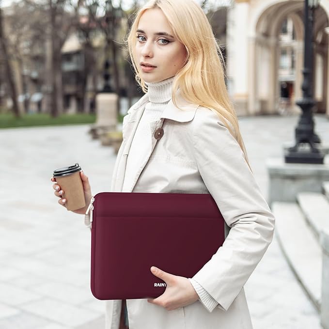 RAINYEAR Laptop Sleeve Case 15.6 Inch, Protective Portable Case with Front Pocket, Briefcase Handbag Computer Carrying Bag Laptop Bag Compatible for HP, Dell, Asus, Lenovo, Notebook, Red