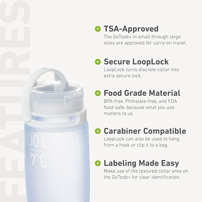 humangear GoToob+ Refillable Silicone Travel Size Bottles with Locking Cap, 3pk Set, Rose/Lilac/Magenta, Small (1.7 fl.oz; 53ml)