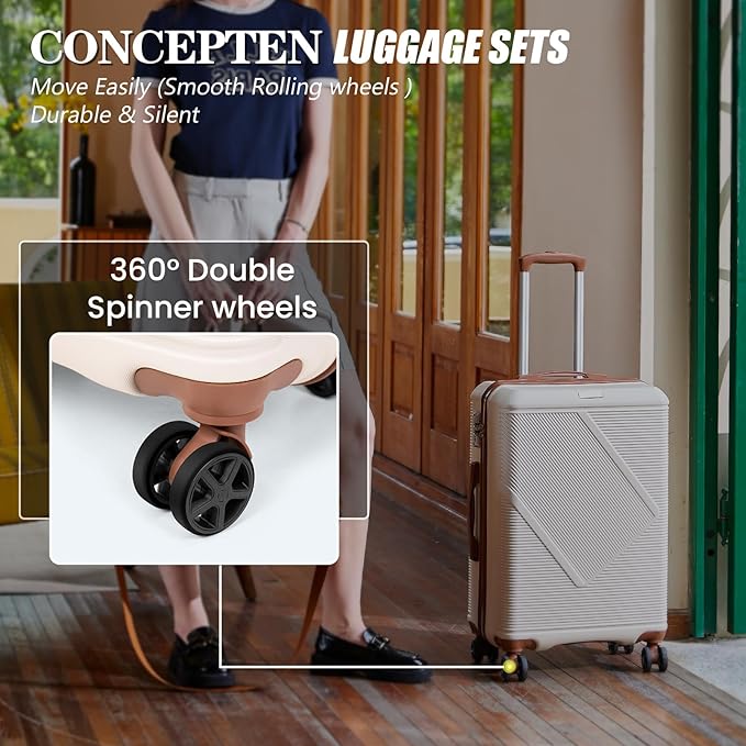 Luggage Sets 5 Piece, Suitcases With Wheels, Lightweight Travel Luggage Set With TSA Lock, ABS Hardshell Carry On Suitcase Set, Lavender
