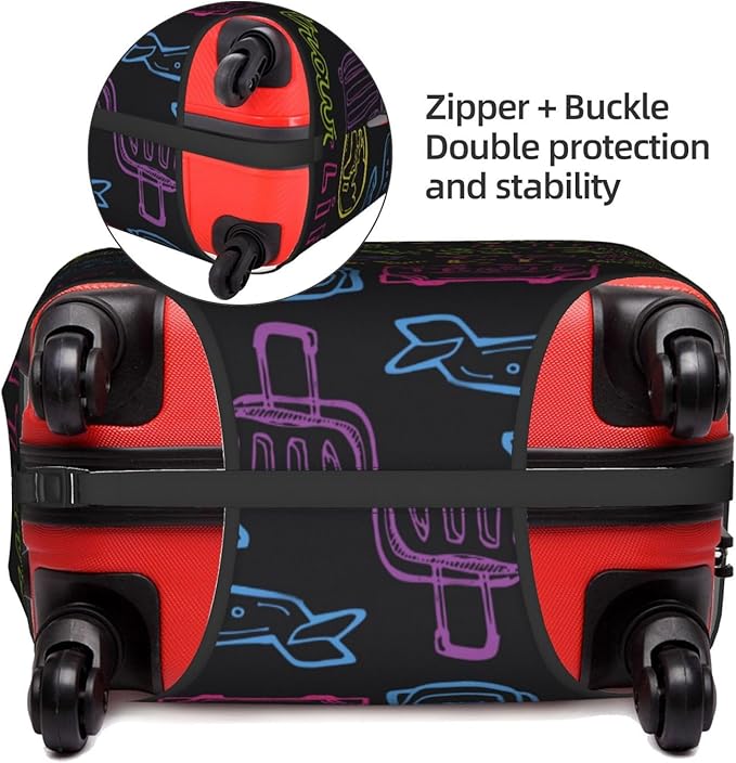 Trip Colored Graffiti Travel-Life Style Luggage Cover Washable Suitcase Protector, Luggage Tag Travel Birthday Gifts For Men Women(M 22-25 Inch Luggage)
