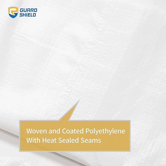 GUARD SHIELD Tarp White 6x8 Feet Multi Purpose Waterproof Poly Tarp Cover 5mil (2-Pack)