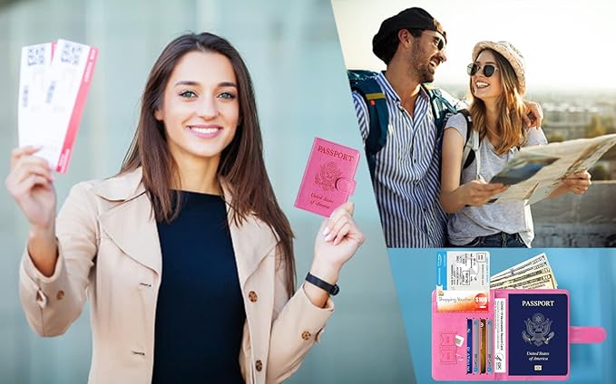 Passport Holder Cover Wallet RFID Blocking Leather Card Case Travel Accessories for Women Men (#Brown)