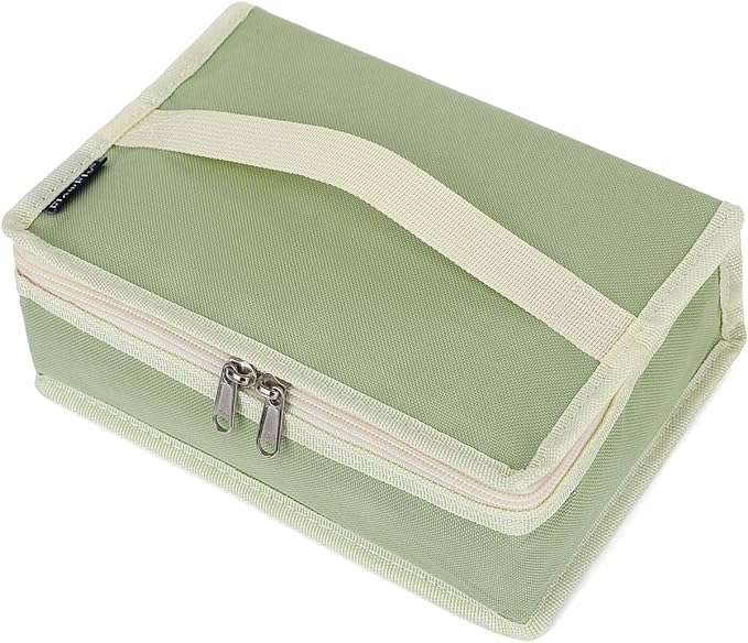 FlowFly Small Insulated Lunch box Portable Soft Bag Mini Cooler Thermal Meal Tote Kit with Handle for Work & School, Light Matcha