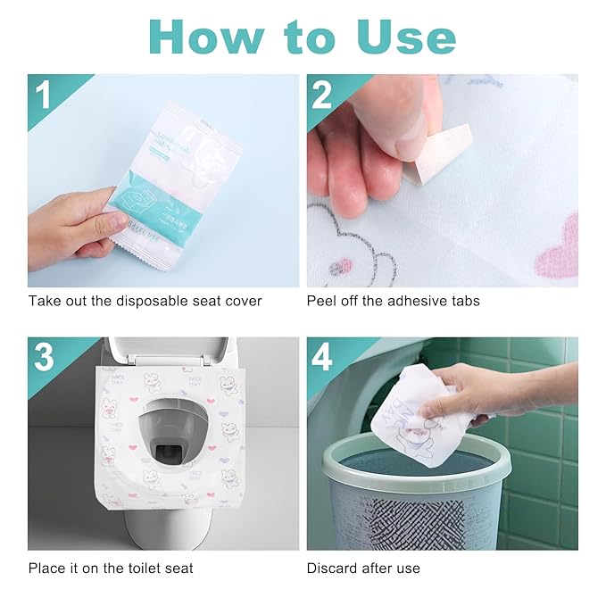 5 Packs Toddler Toilet Seat Covers Disposable, Disposable Toilet Seat Covers for Travel Waterproof Non-Woven, Travel Essentials for Kids Toddlers Potty Training (Individual Package)