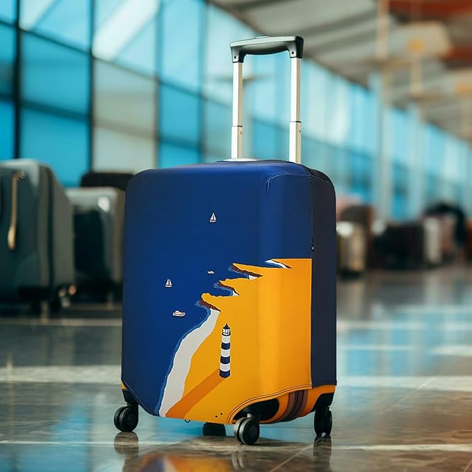 HYPER VENTURE Washable Luggage Cover - Fashion Suitcase Protector Fits 27-30 Inch Luggage (Lighthouse, L)