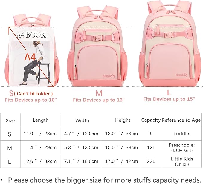 Lightweight Cute Kids Backpack for School Kindergarten Elementary Backpacks for Gilrs ages 6-8-10 (Blush Cream Coral)