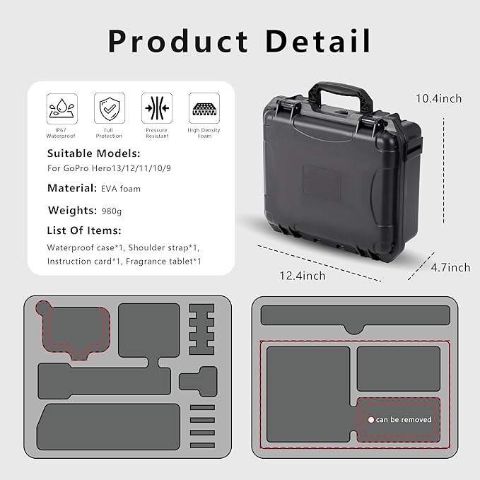 Hard Case Organizer For Gopro Hero 13/12/11/10/9/8 Media Mod/Volta/Protective Housing/Chest Mount Creator Edition/Handler Dual Battery Charger Accessories Waterproof Travel Storage Carrying Case