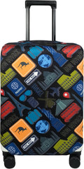 Explore Land Travel Luggage Cover Suitcase Protector Fits 18-22 Inch Case (Bon Voyage, S)