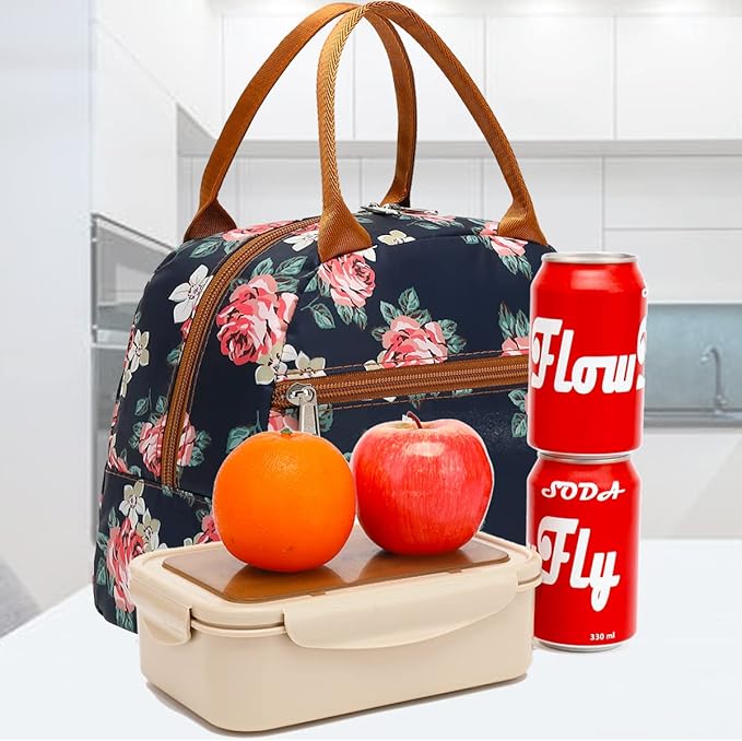 FlowFly Insulated Lunch Cooler Bag - Tote Bag Organizer for Women/Men, Rose
