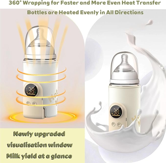 2025 Upgrade Portable Bottle Warmer for Travel,Comfortable Bottle Warmer on the go,Rapid Warming,Long-Lasting Warming up to 6-10H (6000 mA)