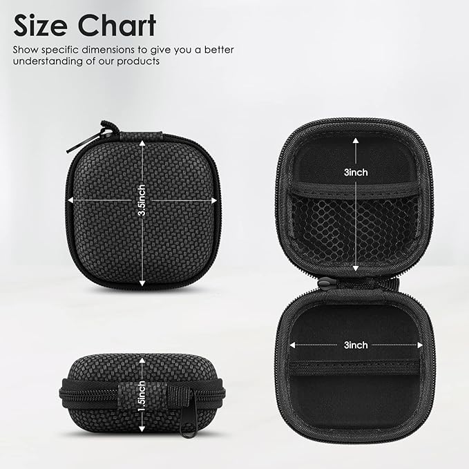 Earbud Case Hard EVA Earphone Carrying Case Cell Phone Accessories Storage Bag with Carabiner for Airpods Headset Earphone Flash Drive Charging Cable Key Wall Charger