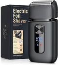 Brightup Foil Shavers for Men - Smooth & Painless Electric Razor for Men with Back Beard Trimmer for Long Thick - Wet Dry Shaving/Travel Lock/LED Display/IPX6 Waterproof