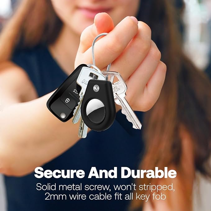 2-Pack Protect Case Compatible with Apple AirTag, Secure GPS Tracker Holder with Wire Cable Shockproof & Anti-Theif Suitable for Keychain, Keys, Luggage, Bags and Kids Luggage, Bags