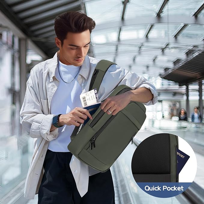 Business Backpack for Men Lightweight Commute Laptop Backpack Anti-Theft Water Resistant Backpack for 15.6 Inch Computer for Daily Office Work with Small Bag (Green)