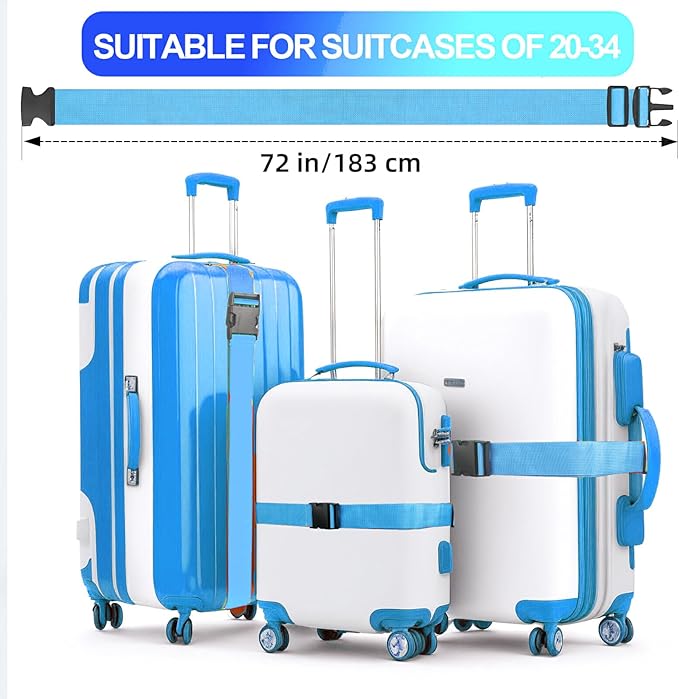 Luggage Straps for Suitcases TSA Approved, Travel Belt Suitcase Belt, Suitcase Straps TSA Approved, Luggage Belt Strap TSA Approved, Travel Straps for Luggage, Luggage Band Bag Straps, Blue