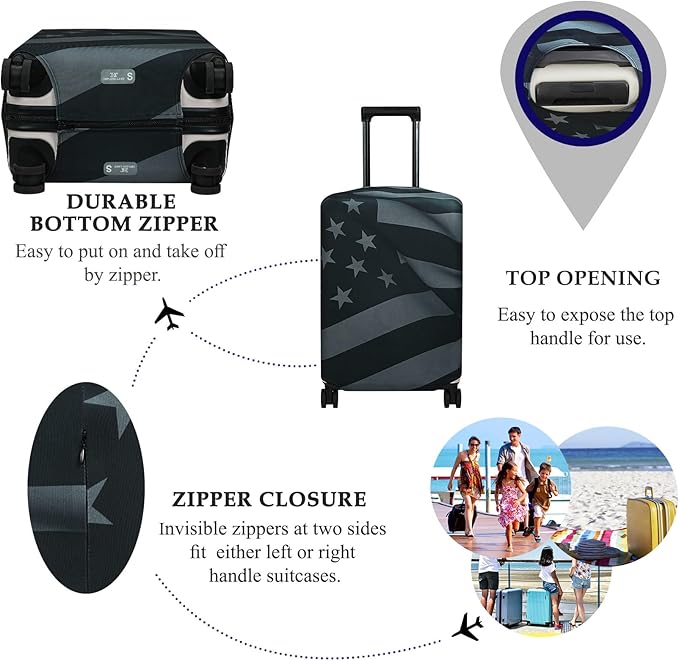 Explore Land Travel Luggage Cover Suitcase Protector Fits 18-22 Inch Case (Flag, S)
