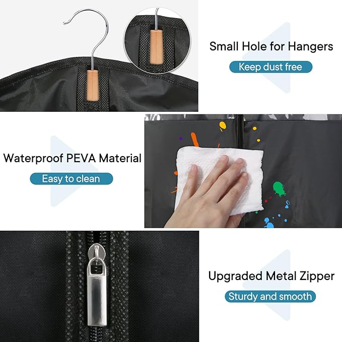 Dress Bags for Gowns, 65" Long Garment Bags for Hanging Clothes, 3-Pack Foldable Dress Cover with Clear Window for Women's Coats, Formal Gowns, and Evening Dresses