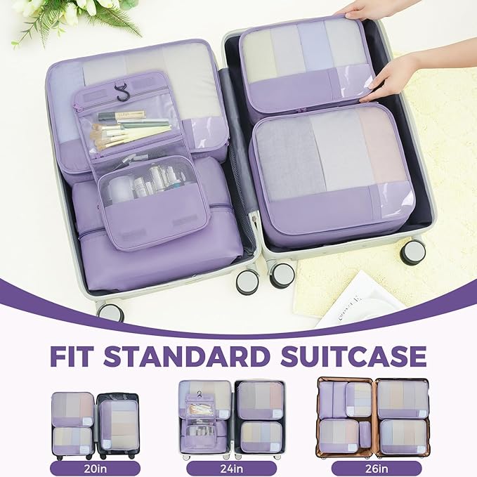 BAGAIL 9 Set Packing Cubes Luggage Packing Organizers for Travel Accessories