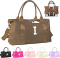 Birthday Graduation Gifts for Daughter,Initial Travel Duffel Bag Sports Gym Bag for Girls Teen Kids Birthday Gifts,Personalized Weekender Bag Carry On Tote Bags Cute Overnight Bag for Women(Brown, I)