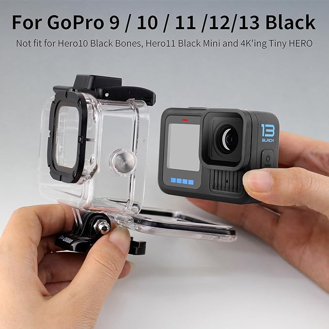 SOONSUN Waterproof Case with Dive Filters for GoPro Hero 13/12 / 11/10 / 9 Black, 196 Feet Underwater Protective Dive Housing Case with Red, Light Red, Magenta, 5X Close-up Macro Filters
