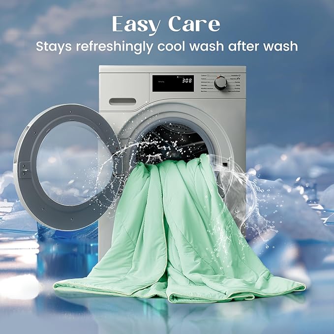 Dream Valley® Outlast® Deepsleep Cooling Comforter, King Size, NASA-Grade Space Technology Cooling Blanket for Hot Sleepers Night Sweats, Q-Max > 0.45 Aerocool™ Breathable, Mint Macaron, 106"x90"