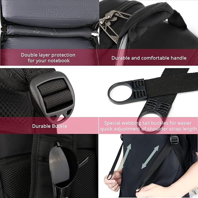 Swissdigital Design Travel Laptop Backpack, College Backpack For men with USB Charging Port Smart Bag with RFID Fits 15.6 Inch Notebook | PIXEL