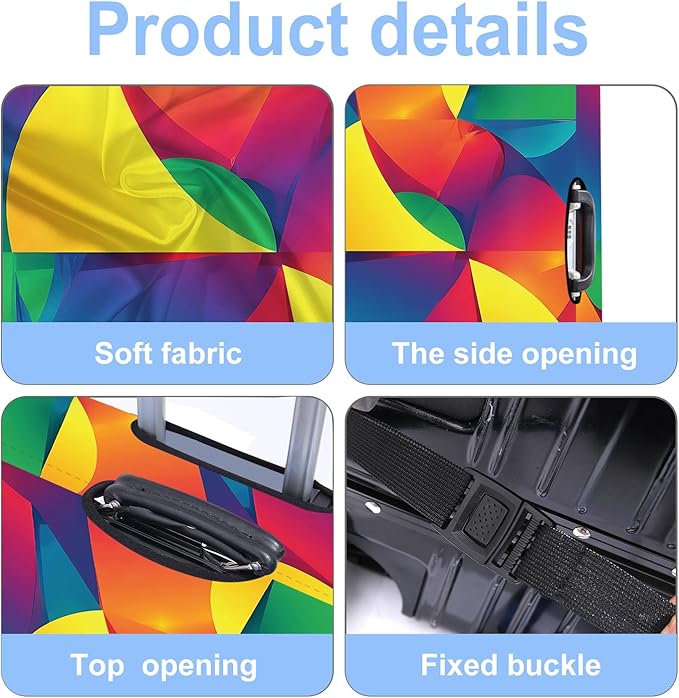 Luggage Cover Washable Suitcase Protector Anti-Scratch,Stretchable Fit for 20-34Inch Luggage Durable Travel Bag Cover with Zipper Closure (Multicolored, M(fits 24-26Inch suitcase))
