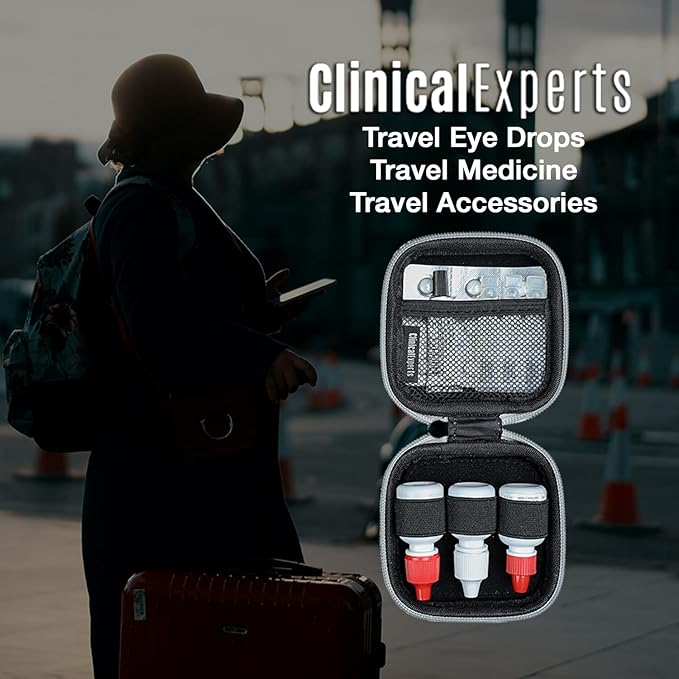 Multi-Functional Eye Drops, Medicine & Travel Accessories Organizer - Hardshell EVA Compact Carry Case - Loops & Mesh Pocket for Daily Pills, Charging Cables & Batteries by Clinical Experts